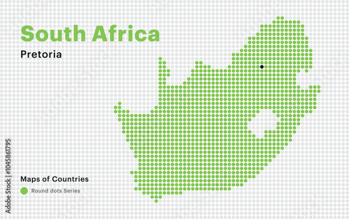 Creative Dotted Map of South Africa with capital Pretoria. Round dots	