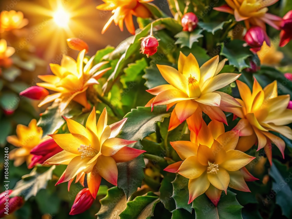 Stunning Drone Photography of a Golden Christmas Cactus in Bloom for Holiday Decor Inspiration Stunning Drone Photography of a Golden Christmas Cactus in Bloom for Holiday Decor Inspiration