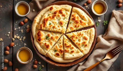 Kesra Semolina Flatbread with Olive Oil (Algerian Cuisine) photo