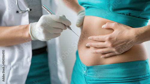 Medical professional administering injection to patient in clinic