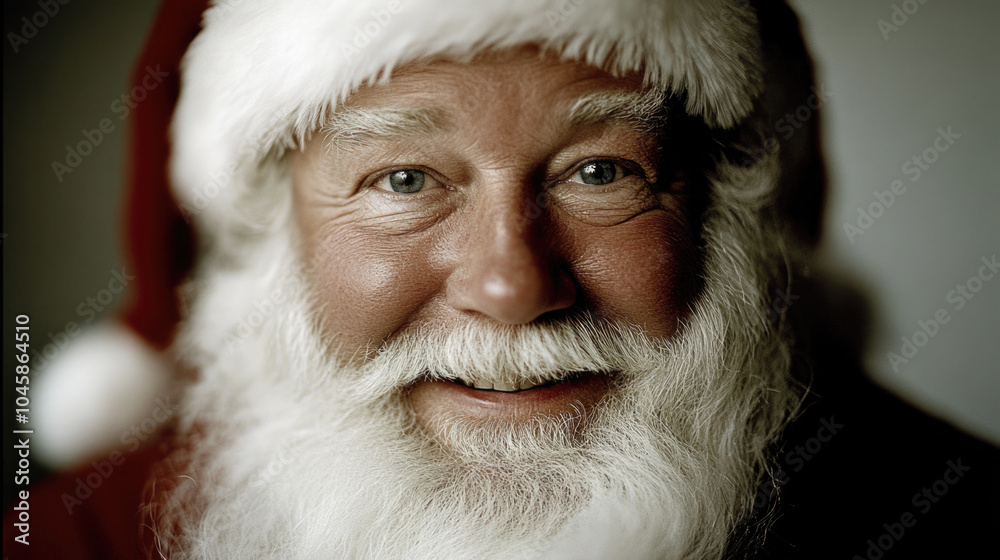 A joyful Santa Claus with a fluffy white beard smiles warmly, capturing the essence of Christmas warmth, tradition, and the spirit of giving in a classic portrayal. A joyful Santa Claus with a fluffy white beard smiles warmly, capturing the essence of Christmas warmth, tradition, and the spirit of giving in a classic portrayal.