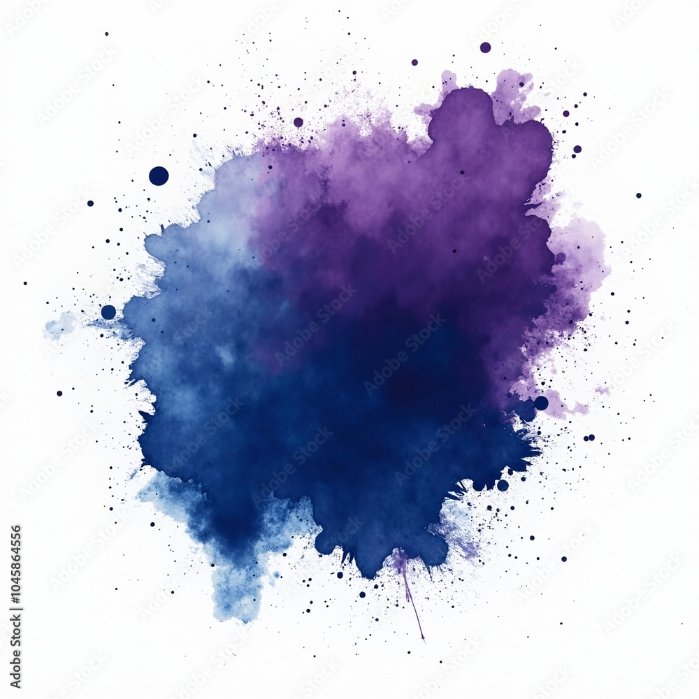 Obraz premium Abstract white background with bold blue and purple paint splashes