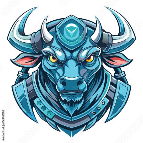 Blue Bull Warrior with  Armor and Horns