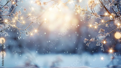 Illumination and snow blurred background. Merry Chistmas Background with bokeh background. High Quality Image