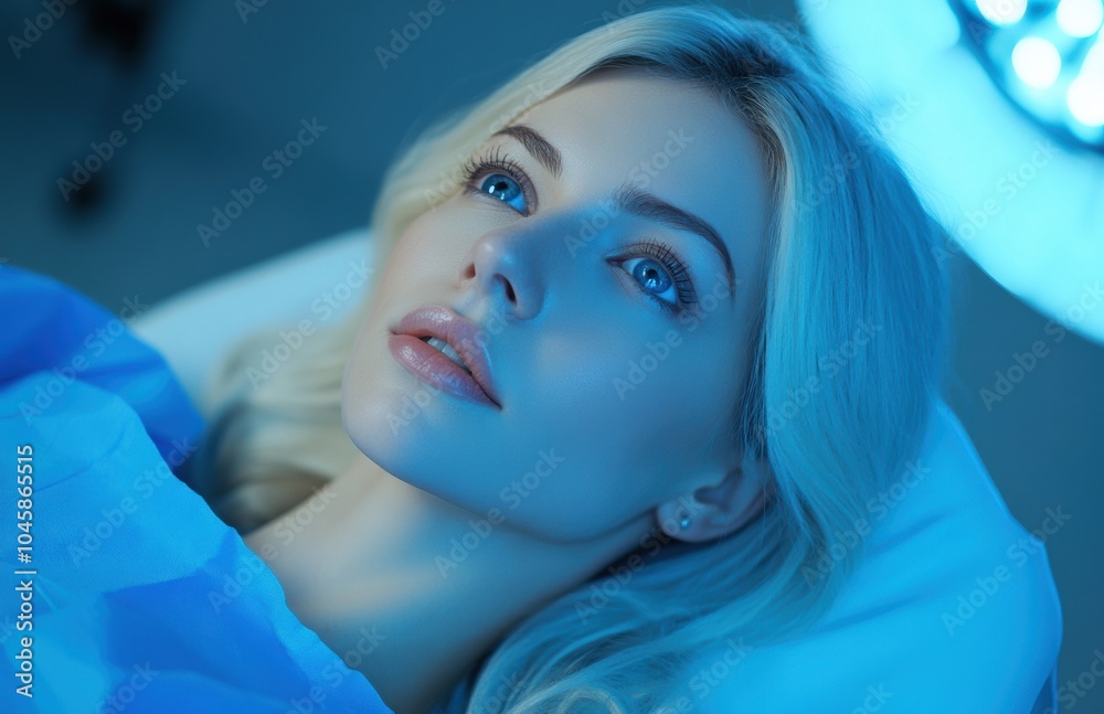Young woman undergoing a beauty treatment in a modern clinic Young woman undergoing a beauty treatment in a modern clinic