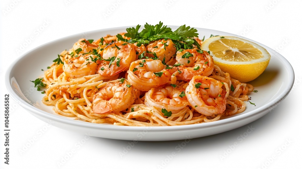 Delicious Shrimp Scampi Pasta with Lemon Garnish Delicious Shrimp Scampi Pasta with Lemon Garnish