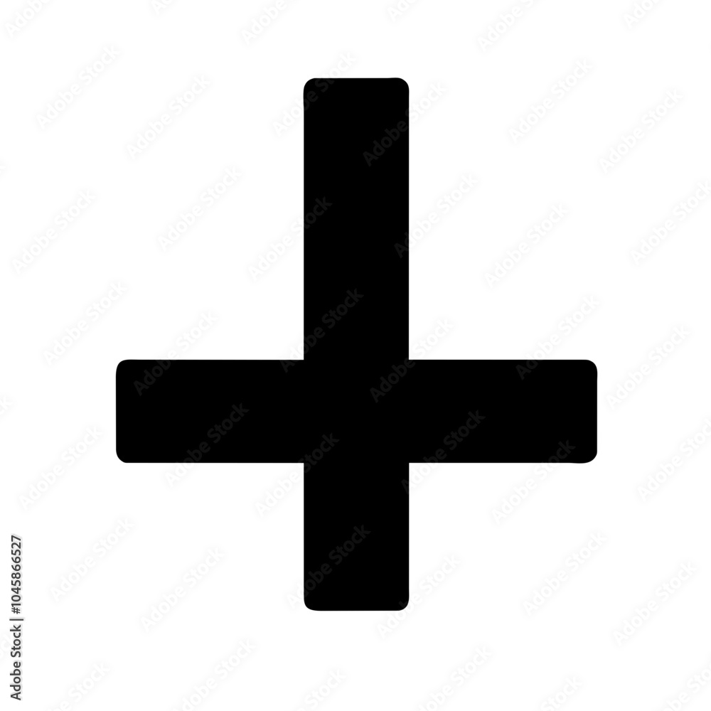 Symbol representing inverted cross icon Symbol representing inverted cross icon