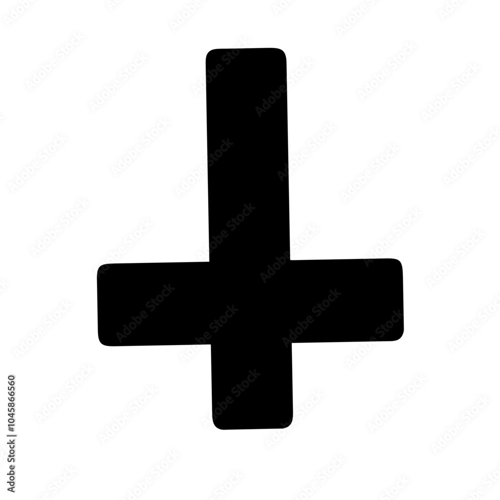 Symbol representing inverted cross icon Symbol representing inverted cross icon