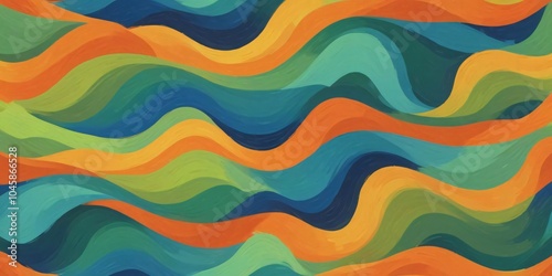 Colorful abstract background with wavy lines and retro rainbow pattern