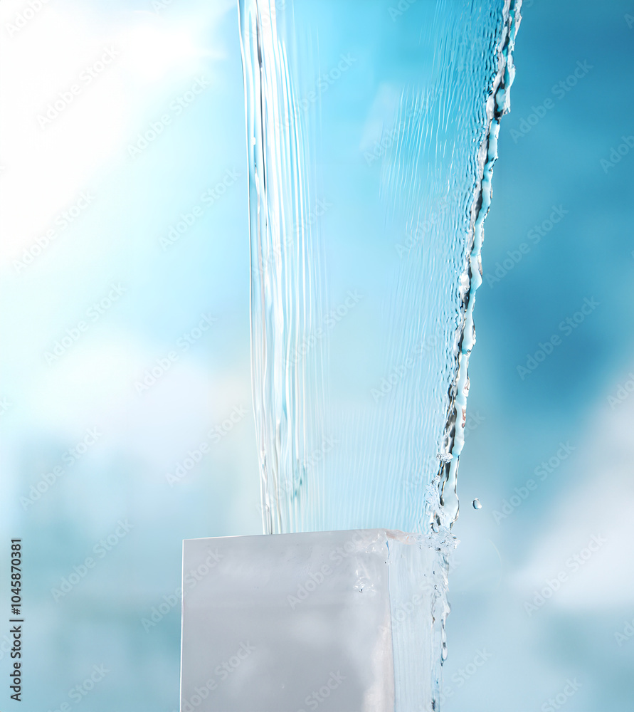 water splash with a white podium water splash with a white podium
