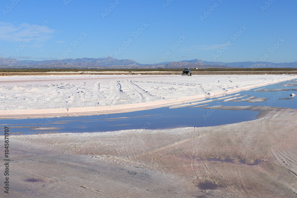 Beautiful landscape of the saltworks in Santa Pola town, Spain Beautiful landscape of the saltworks in Santa Pola town, Spain
