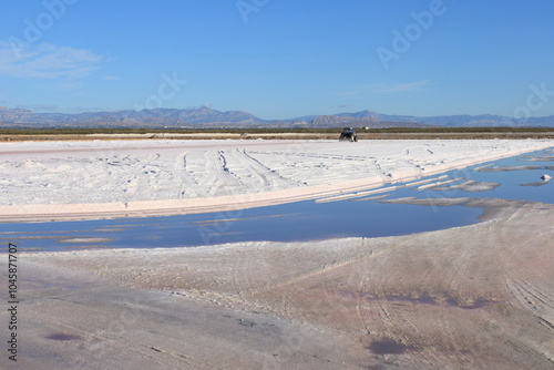 Beautiful landscape of the saltworks in Santa Pola town, Spain photo