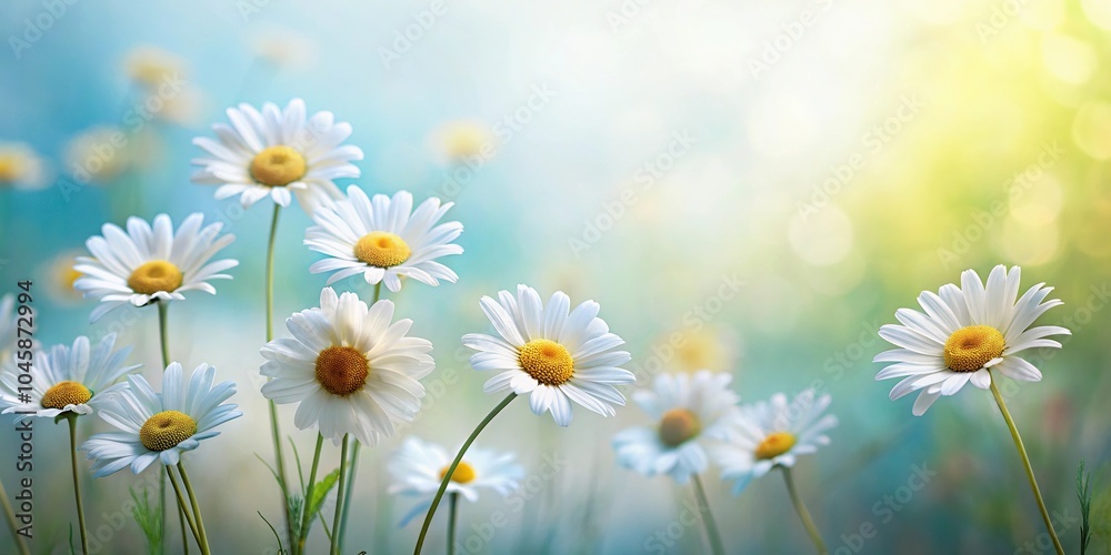 Fototapeta premium Soft brushstrokes minimalist daisies still life background