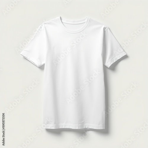 Neatly folded white t shirt on plain background with soft shadows