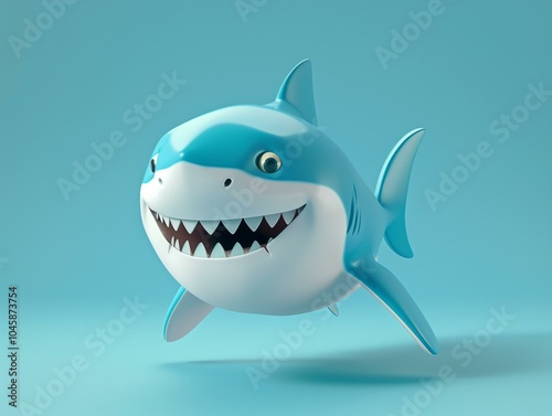 Smiling Cartoon Shark 3D Render photo