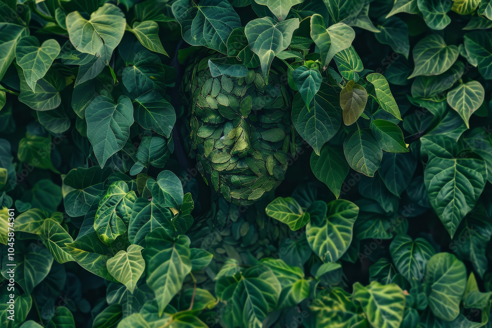 Obraz premium A woman's face is made of leaves and vines