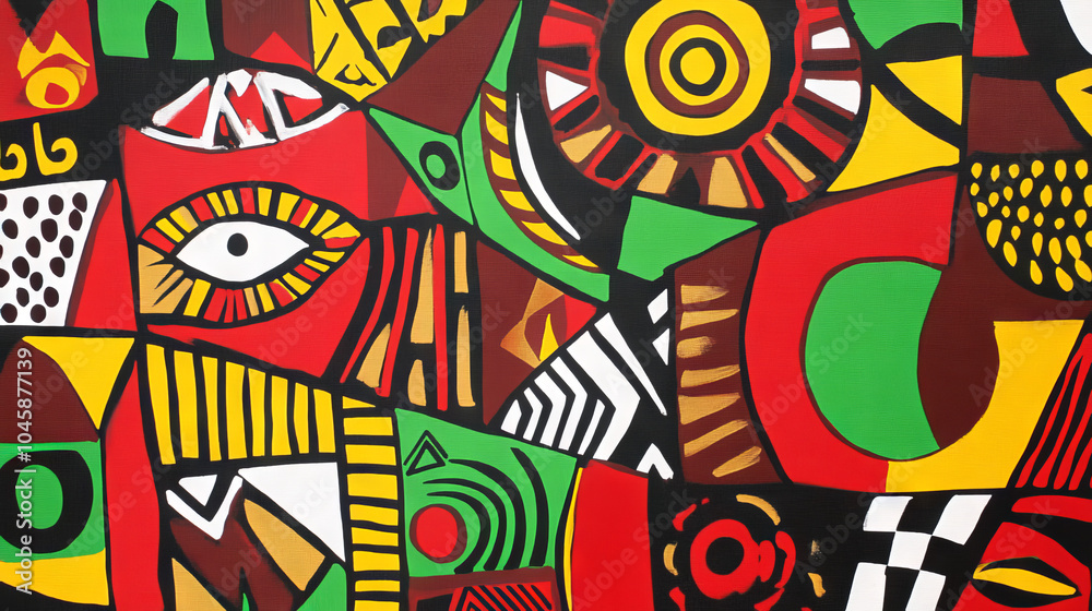 Abstract African Inspired Pattern: A vibrant tapestry of bold colors and intricate geometric shapes, drawing inspiration from African art and textiles. Abstract African Inspired Pattern: A vibrant tapestry of bold colors and intricate geometric shapes, drawing inspiration from African art and textiles.