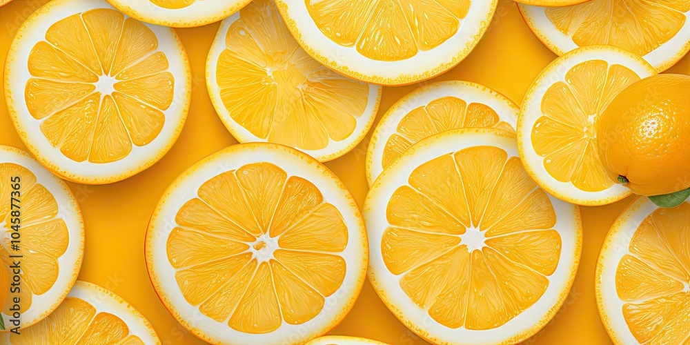 Fresh citrus slices on yellow Fresh citrus slices on yellow