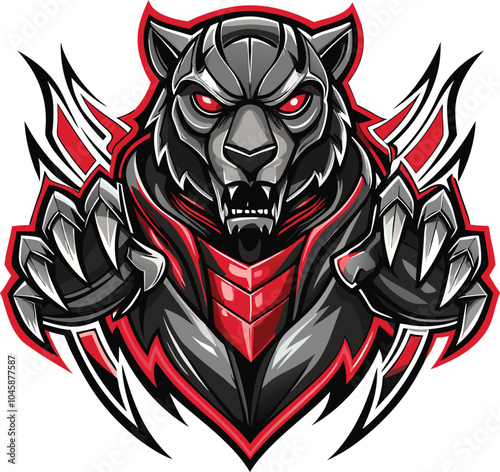 Wallpaper Mural Black Panther Claws Red Shield Mascot Torontodigital.ca