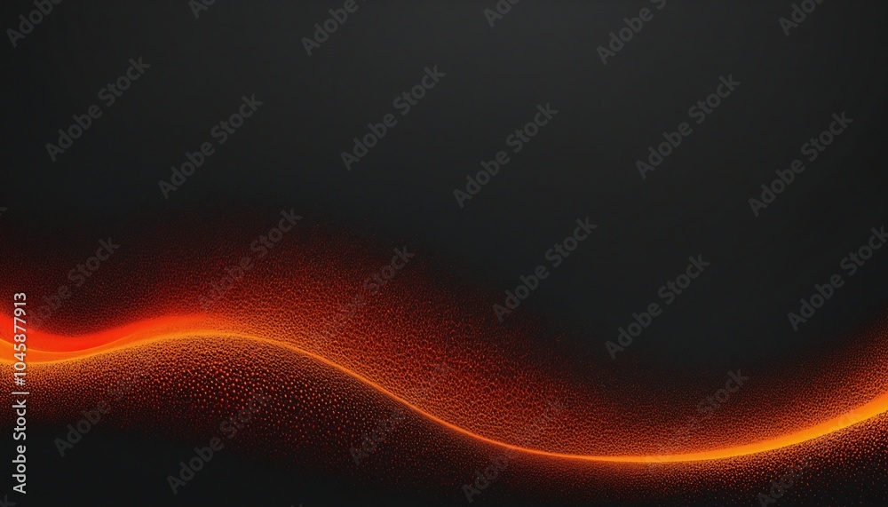 Vibrant red orange color gradient on black background, grainy gradient luminous color wave, copy space