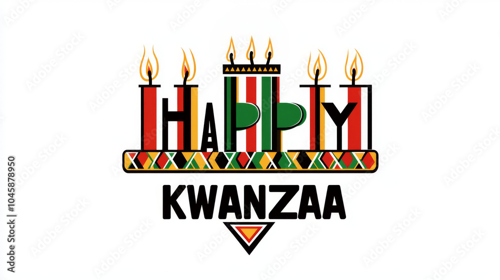 Obraz premium Happy Kwanzaa Celebration: A vibrant and festive illustration featuring the word 
