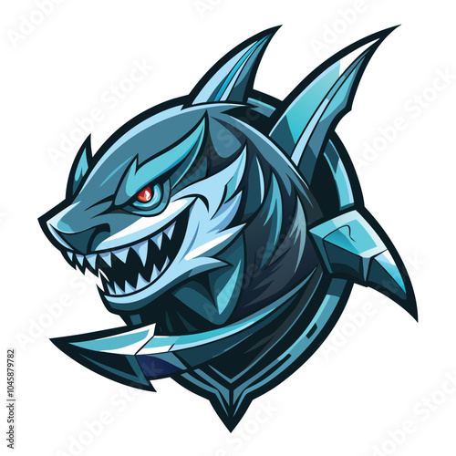 Ferocious Blue Shark Mascot Illustration