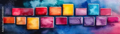 Vibrant Watercolor Illustration of Colorful Blocks