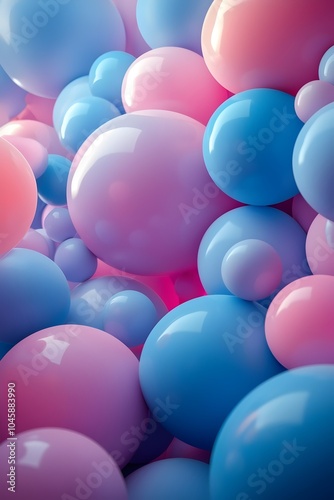 Wallpaper Mural A vibrant mix of glossy blue and pink spheres creates a playful and cheerful atmosphere, perfect for artistic and children's themes. Torontodigital.ca