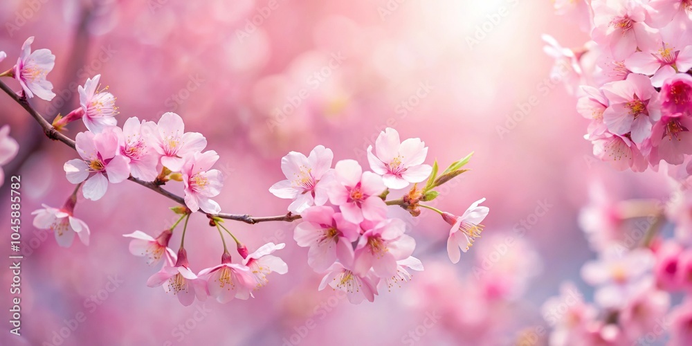 Naklejka premium Soft focus cherry blossom pastel pink silhouette art