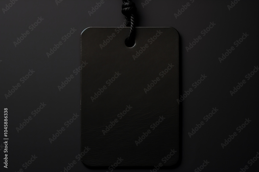 Fototapeta premium black blank sale tag on a black background, close up