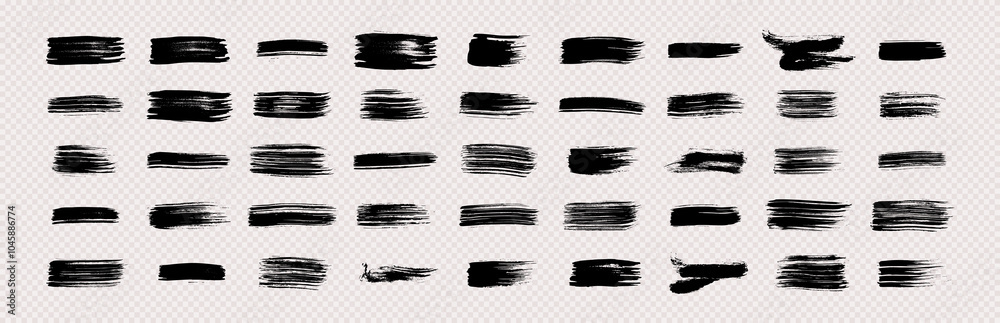 Set of black hand drawn brush strokes Set of black hand drawn brush strokes