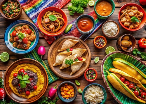 Wallpaper Mural Vibrant Mexican Cuisine: Colorful Dishes and Fresh Ingredients on an Elaborate Table Setting Torontodigital.ca