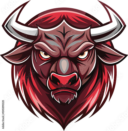 Angry Bull Mascot Logo Design Illustration