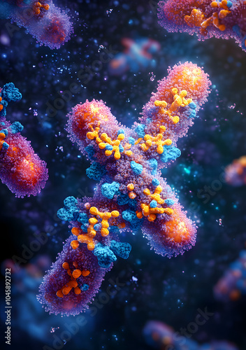 Antibodies, immunoglobulin Ig proteins, amino acids 3D medical image. Immune system, IgM IgG, IgE, IgD, IgA antibodies glycoproteins, specific antigens against virus. Antibody cells, immunity response photo