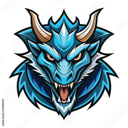 Fierce Blue Dragon Mascot Logo Design