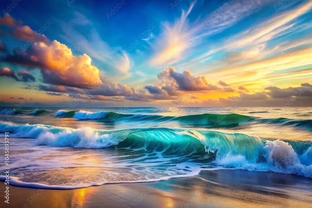 Fototapeta premium Vintage Style Photography of Smooth Blue Energy Waves for Relaxation and Calmness