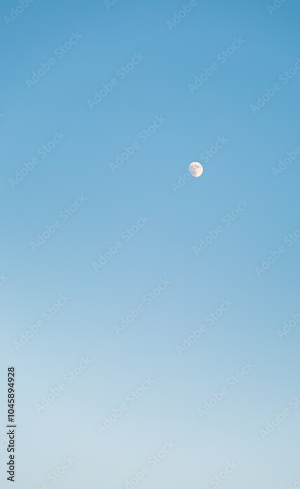A Serene Sky with a Glimpse of the Moon: Captivating Blue Horizons A Serene Sky with a Glimpse of the Moon: Captivating Blue Horizons