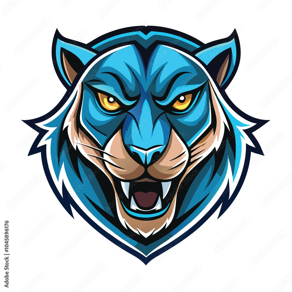 Fototapeta premium Blue Feline Mascot Logo Design Illustration