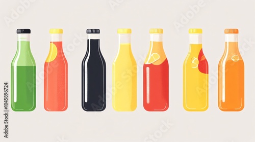 Colorful Glass Bottles with Drinks Set