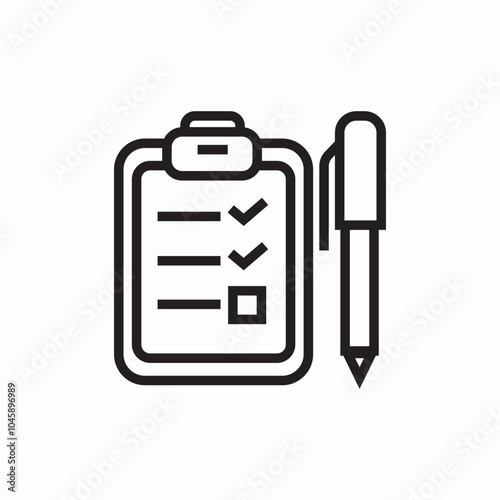 clipboard pen check mark icon sign vector