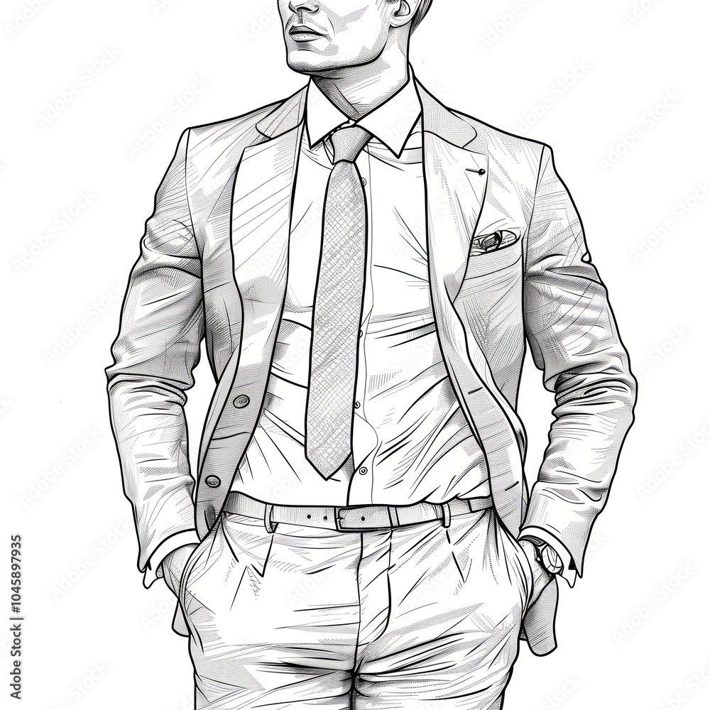 Man in suit and tie. Torso of an anonymous employee in corporate business clothes. Businessman dressed in business style. Concept of professionalism and confidence. Illustration for design. Man in suit and tie. Torso of an anonymous employee in corporate business clothes. Businessman dressed in business style. Concept of professionalism and confidence. Illustration for design.