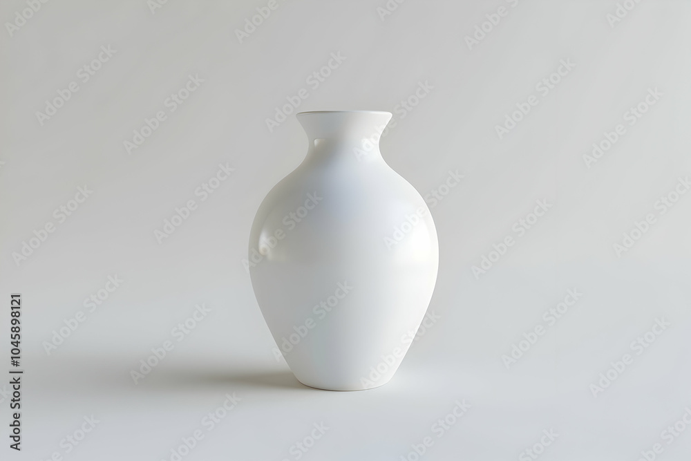 A simple white ceramic vase isolated on a white background. A simple white ceramic vase isolated on a white background.