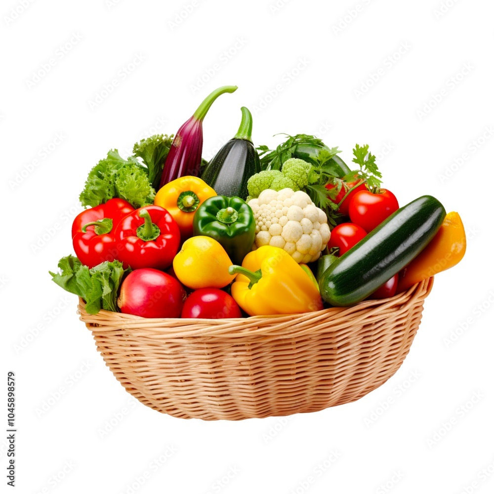 Basket full of groceries and vegetables Basket full of groceries and vegetables