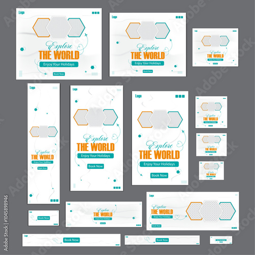 Creative travel we banner set, Modern Social media cover banners ads, 
Abstract banner design web templates