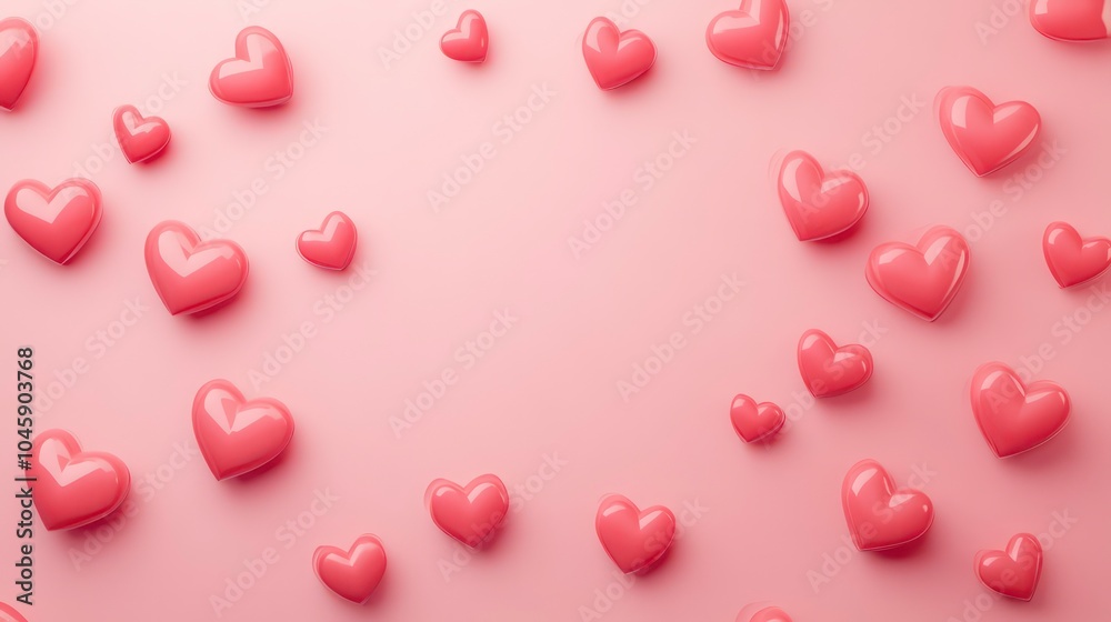 Pink hearts scattered on a pink background with a large empty space in the middle. Pink hearts scattered on a pink background with a large empty space in the middle.