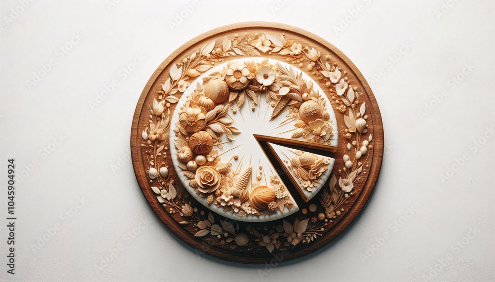 Fototapeta premium sliced cake in the middle of the black background, flat lay top view