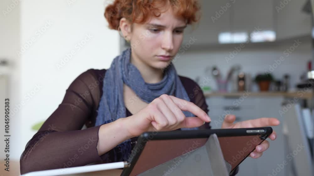 Woman using tablet, e-learning Woman using tablet, e-learning