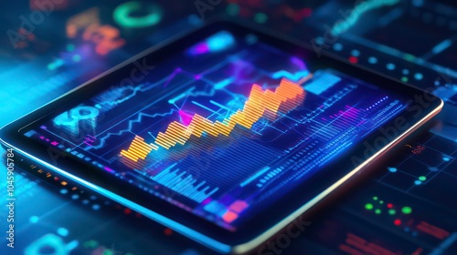 Wallpaper Mural A tablet displaying a glowing upward trend chart. Torontodigital.ca