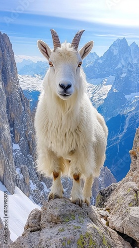 Mountain goat on rocky terrain.