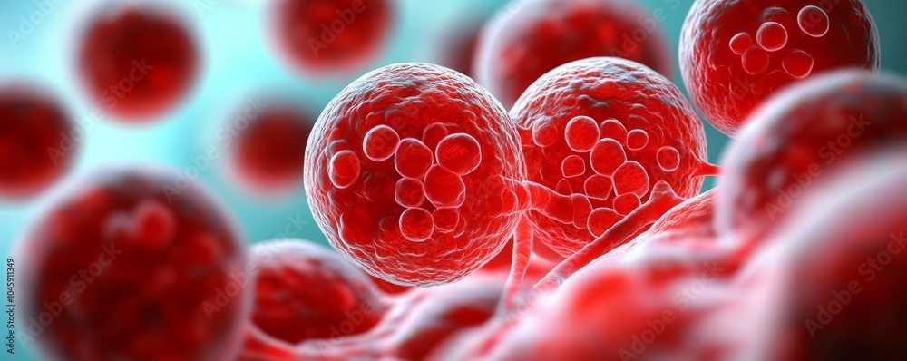 Fototapeta premium Stem cells growing into heart tissue, realistic medical illustration